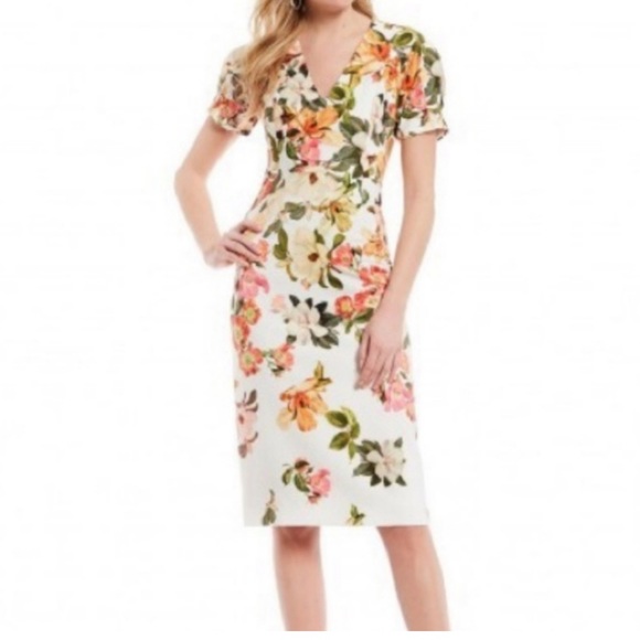 ANTONIO MELANI Dresses & Skirts - NWT Antonio Melani dress spring floral Tania Crepe ivory Ray of Sunshine Size 4